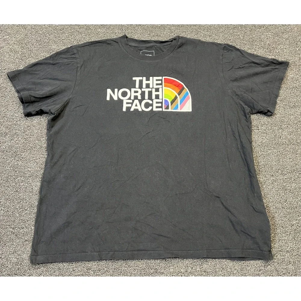 The North Face Pride T-Shirt Mens XL Black Graphic Rainbow Logo Cotton Casual